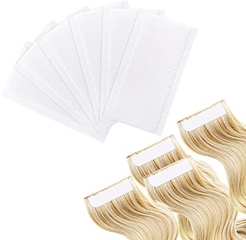 TIESOME 144PCS Extensiones de Cinta Adhesiva, cintas adhesivas doble cara en las extensiones cabello para el reemplazo trama del cabello impermeable peluca cinta Toupee Cinta (Blanco)