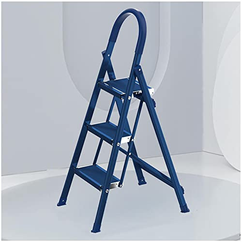 3-stufiger Kleiner Leiter Aluminiumlegierung Mattiert Verstärkter Balken X-förmige Stahlstange Trittleiter rutschfest Keine Fettigen Hände Kein Ausrutschen Geringes Gewicht