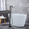 Robinet de Baignoire Ilot Autoportante, Montage au sol Robinet de mélangeur de Douche avec pulvérisateur à main flexible, 110 cm (Noir)