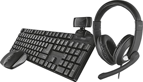 Trust Qoby 4-en-1 Home Office Set avec Webcam, casque, clavier (azerty) et souris