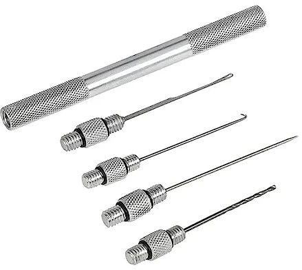 Baiting Needle 4 in 1 Carp Fishing Combo Set Stainless Baiting Tools Aluminum Alloy Baiting Needles Fish Drill Tackle Baiting Rig Tool Needle for Boilies Worms Bait