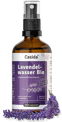Casida® Lavendelwasser Bio - Naturkosmetisches Lavendelhydrolat, Rein und Erfrischend, Ätherisches Lavendelöl Spray für Haut und Haar - 100 ml