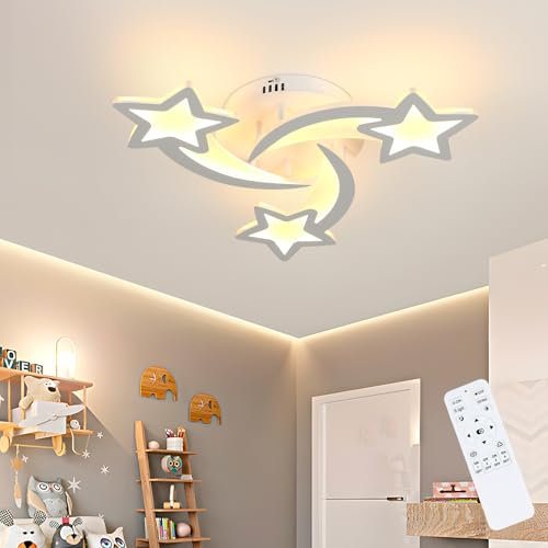 Toolight Plafoniera LED dimmerabile 30 W 3375 LM, lampadario camera da letto per bambini con telecomando 3000 K-6500 K, moderna lampada da soffitto per camera dei bambini, soggiorno, camera da letto,