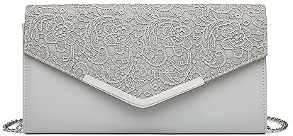Miss Lulu Damen Clutch Tasche Geblümt Spitze Klutch Elegante Umhängetasche mit Kette Umschlag Handtasche Klein für Hochzeit Valentinstag