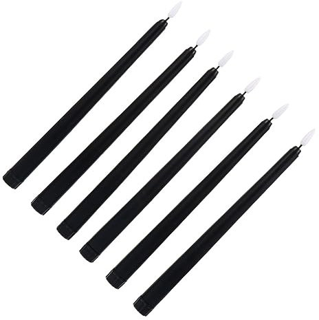 OSALADI 6st Lange Stabkerzenlichter Halloween-led-Kerze Realistische Spitzkerzen Flackernde Birne Led-Kerzen Flackern Schwarze Halloween-Kerzen Led-lampen Elektrische Kerze Base Plastik 3D