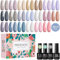 Phoenixy Gel Nagellack Set, 20 Farben Gel Farblack für Nagel mit Unterlack Überlack Matte Überlack