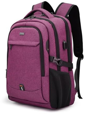 FANDARE Laptop-Rucksack Herren Damen Schulrucksack mit USB-Ladeanschluss Handgepäck Geschäft Arbeiten Schulranzen Laptoptasche für Arbeit Reisen Wandern Tagesrucksack Daypacks Hochschule Rosenrot