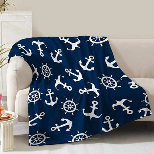 Nautische Anker-Decke, Geschenke für Männer, Jungen, Vater, Frauen, Geburtstag, Weihnachten, Valentinstag, Meeresabenteuer, Ozean, Dekoration, Schlafzimmer, Wohnzimmer, Couch, Sofa, Kinder,