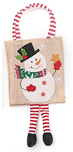 Ycagrain Süße Leinen-Einkaufstasche mit Fuß, Geschenk für Süßigkeiten, Weihnachtsbaum, B