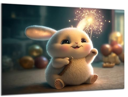 Munera Design - Bild 40x60 - süße niedliche Tiere Hase - Wand-Bilder Kinder-Zimmer