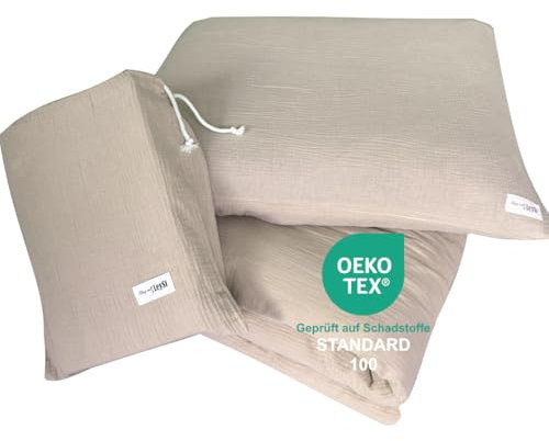 Bettwäsche 135x200 cm Doppelte Musselin 100% Baumwolle Allergiker Atmungsaktiv Öko-TEX 100 Zertifiziert Traumhaft Weich Kuschelig Bettbezug verdeckter Reißverschluss 2 teiliges Set