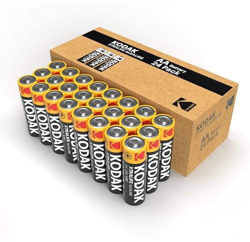 Kodak Xtralife AA Batteries 24-Pack, Double A Alkaline 1.5V Battery Pack, Ideal for Household Clocks, Scales, Toys and Electronics, 10-Year Shelf Life, 12x More Power