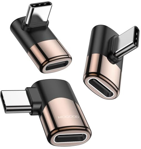 MOGOOD USB C Winkel Adapter 90 Grad, Drei in einem USB C 90 Grad Adapter 40Gbps 100W 8K 60Hz 3 Stück, Thunderbolt 3 Extension Connector für iPhone 15 Team Deck Switch Notebook Tablet und Handy Zubehör
