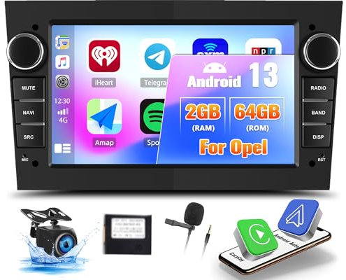 OiLiehu 2G+64G Android 13 Carplay Android Auto Doppel Din Radio für Opel Astra Antara Vectra Corsa Zafira Meriva Combo Autoradio Mit Bildschirm 7 Zoll mit Bluetooth/FM RDS/WiFi/GPS