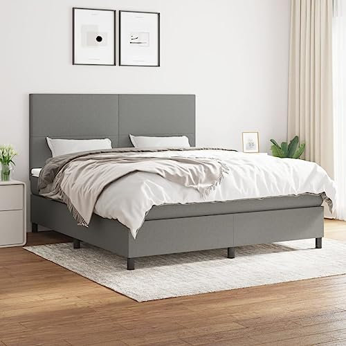 Willood Boxspringbett mit Matratze Dunkelgrau 160x200 cm Stoff Schlichtes Design Hohes Kopfteil