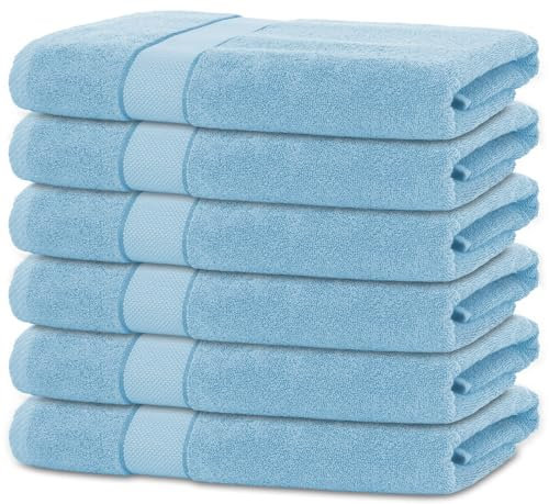 BANANALU 6 Handtücher Set 50x100cm 100% Baumwolle Gästehandtücher Handtuch Placid Blue