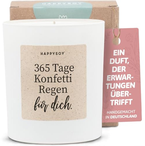 Geschenk zum Geburtstag - Duftkerze mit Spruch - Geburtstagsgeschenk, Happy birthday, Geburtstagskerze, Sprüche - Handgemachte Kerze - Sojawachs - Weiß