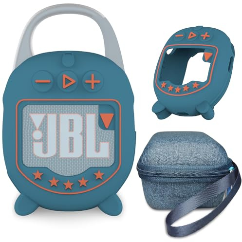JCHPINE Hard Case and Silicone Cover for JBL Clip 5 Ultra Portable Bluetooth Speaker Accessories, Soft Silicone Case for JBL Clip 5 Speaker Stand Up Holder (Blue)