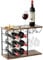 Nuovoware Estantes de Vino para Encimera, Porta Botellas de Vino para 6 Botellas y 4 Porta Copas, Organizador Metálico de Almacenaje de Vino para Cocina, Bar, Mesa, Armario, Bodega, Madera