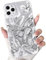 NITITOP Compatible for iPhone 11 Pro Max Case Cute Butterfly Pattern for Women Girl Glitter Laser Shiny Feather Yarn Style Aesthetic Shockproof Hard Protective Phone Cover - Silver