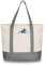 OUUTMEE Stilvolle Canvas-Tragetasche, Reißverschluss oben, Einkaufen, Ausgehen, Unterricht besuchen, einfache und stilvolle Pendlertasche(Grau+Natur)
