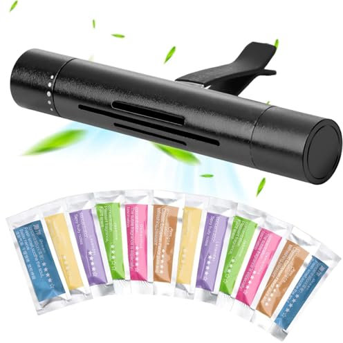 1 ambientador para el interior del coche, con clip, ambientador para el interior del coche, distribución automática, aire acondicionado, eliminación de olores, rejilla de ventilación con 12 varillas