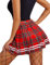 Avidlove Damen Kurz Rock Karneval Kostüm Sexy Skirt Basic Faltenrock Kariert Kleid Rave Outfit Hohe Taille Plisseerock Tennis Sportrock Party Minirock Elastisch Schule A-Linie Schwarz-Rot-Plaid XL