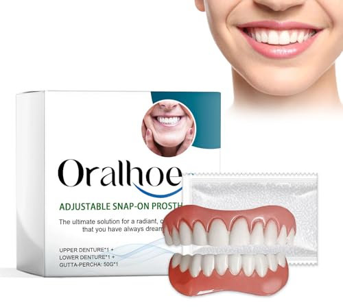 Zahnersatz Zum Aufstecken Zahnersatz Prothese Komplett Zähne Zum Aufstecken Silikon Zahnprothesen 6 X 1,3 cm / 5,5 X 1,5 cm für Silikon-Zahnimplantate mit Zahnfüllungsperlen 1 Packung