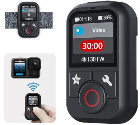 AFAITH Telecomando Smart Wireless per Go Pro 13/12/11/10/9/8/Max, 5 lingue, schermo LCD a colori, luminosità regolabile, rotazione a 360 gradi, impermeabile