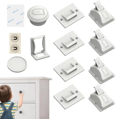 Derwrtup Cerraduras magnéticas para armarios, cerraduras magnéticas, cerraduras de cajón invisibles, cerraduras de armario de seguridad para niños, cerraduras de cajones para la cocina, cerraduras de