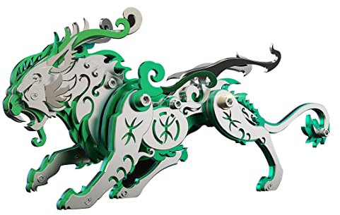 GOUX 3D DIY Mini Metall Bian Tiger Modell, Ancient Chinese Beasts Assembly Kit Spielzeug, 3D Puzzles für Erwachsene, Creative Ornament Spielzeug Geschenk (92PCS/Grün)