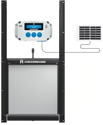 ChickenGuard Automatischer Hühnerstall Türöffner, betrieben mit Solarenergie/Batterien/Strom. Timer/Lichtsensor; nur Motorantriebs- oder Kombinationskits. (PRO + Tür + Solar Kit)