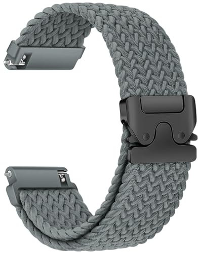 Bracelet de montre tressé 18 mm pour Garmin Venu 3S/Venu 2S/Vivoactive 4S/Forerunner 265s/255s/255s Music/Vivomove 3S/Move3S Homme/Femme Bracelet de montre en nylon 18 mm Boucle de parachute à