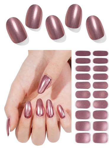 Autocollant Ongle Gel UV, Rose Gold 20pcs Ongles en Gel Semi durcis pour Nail Art DIY