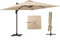 GOPLUS Parasol Déporté 3x3M, Grand Parasol de Jardin Exterieur Pivotant à 360° avec 5 Positions Inclinables, 8 Baleines, Manivelle, Base Croisée, Anti-UV, pour Piscine Marché (Beige)