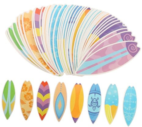 CIYODO 60 Stück Surfboard Aufkleber Set Bunte Hawaii Surfbrett Dekoration für Festlichkeiten und Klassenräume Leicht Anzubringen und Rückstandslos Ablösbar