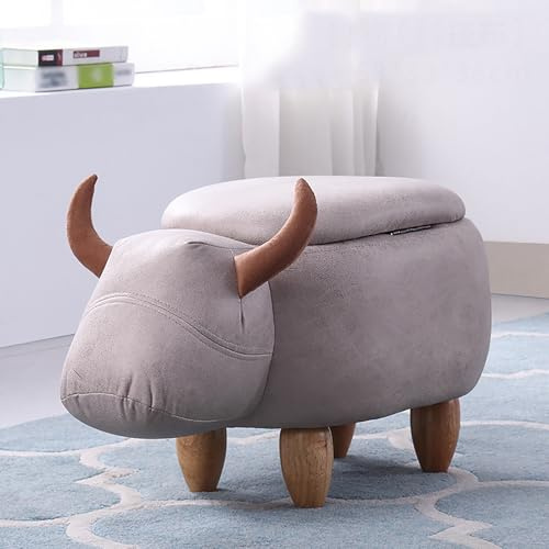 GUEIFD Kuh-ottomane mit Stauraum, Fußhocker Aus Kunstleder mit Tiermotiv, Schuhbank für Den Eingangsbereich für Wohnzimmer, Ankleidezimmer, Schlafzimmer, Spielzimmer(62x33x36cm(24x13x14), A)