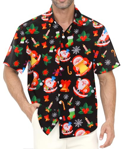 Gavliuu Hawaiian Shirt for Men - Men's Hawaiian Button Down Shirts Floral Shirts Printed Casual Short Sleeves