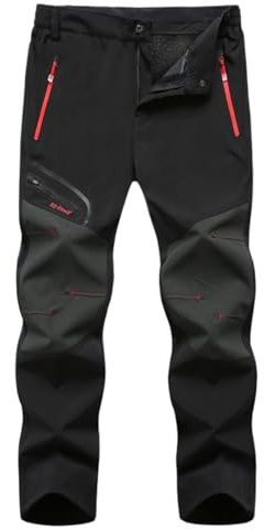 Pantalones de esquí impermeables para hombre, con forro polar, acolchados gruesos, bolsillos con cremallera, para senderismo y esquí, al aire libre, pantalones de snowboard acolchados gruesos