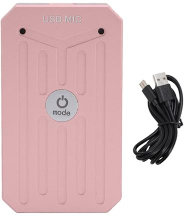 WOHPNLE USB-Mikrofon, Rauschunterdrückungsmikrofon mit 2 Kanälen, 360° omnidirektionales Mikrofon für Live-Streaming, Gaming-Aufnahmen und Konferenzen (Pink Gold)