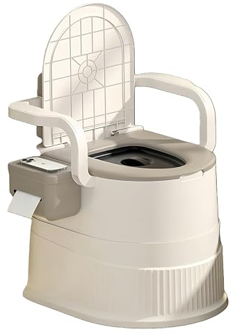 RVTENRIO Non-Slip Portable Toilet, Suitable for Motorhome Travel, Outdoor Camping, and Bedside use for Those with Limited Mobility. Includes complimentary Cleaning Bucket with lid