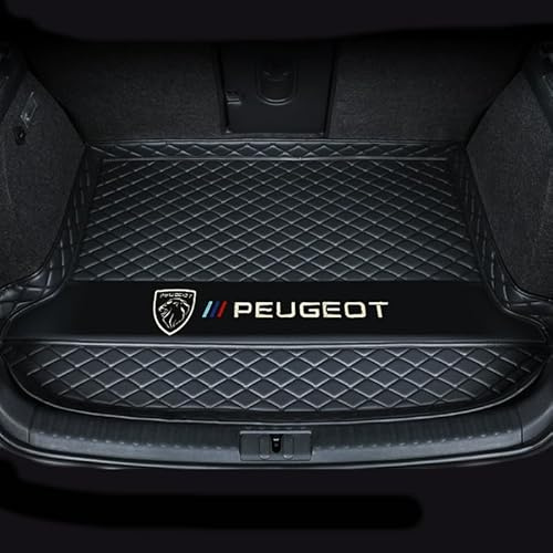 R-timer Auto kofferraummatte für Peugeot 308 SW III (Phase I,2021) 2021-2025,Kofferraum schutzmatte,Kofferraum Cargo schutzmatte,rutschfest kratzfestem Leder kofferraummatte,Black