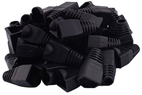 YIOVVOM Soft Plastic Ethernet RJ45 Cable Connector Boots Cover Strain Relief Boots CAT5 CAT5E CAT6 CAT6E 100PCS (Black)