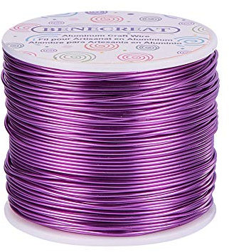 BENECREAT 1mm Aluminiumdraht 150m Lang(492 Füße) Eloxiert Schmuck Handwerk machen Friesen Floral farbigen Aluminium Craft Draht - Lila
