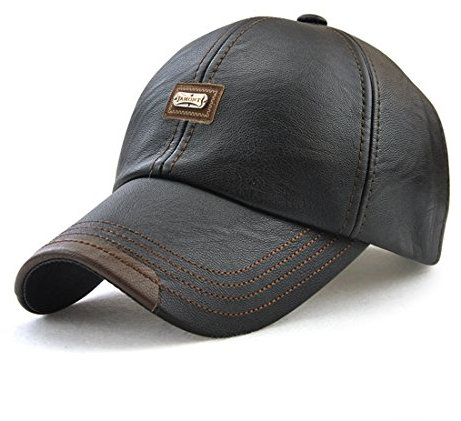 Roffatide Uomo PU Pelle Sintetica Cappellino da Baseball Polo Cappello Berretto Autunno e Inverno Nero