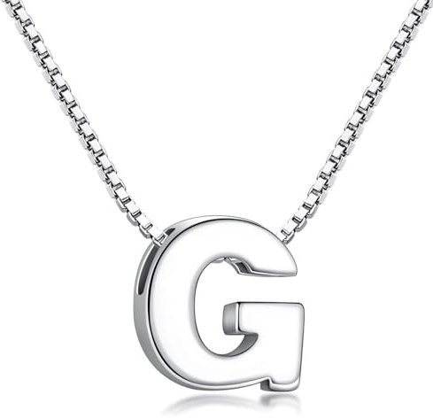 Candyfancy Buchstaben Kette - Buchstabenkette Kette mit Buchstabenanh?nger Silber Halskette Kettenanh?nger Initialen Silberkette Damen 925 (Kette mit buchstabe G)