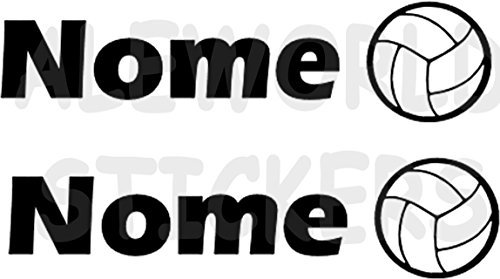 AWS 2 Sticker Sport mit Namen Personalisierte H 2 cm Volleyball Ball Flug ohne Hintergrund Tuning mit Logo Sport Vinyl Wasserdicht Motorrad Fahrrad Helm Custom Name Volley Ball Beach, Schwarz