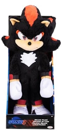 Sonic 3 The Hedgehog Deluxe-Shadow-Plüschtier – 33 cm – offiziell von Sega lizenzierte Plüschfigur – realistische Details – Funkelnde Augen – Sammlerstück – ab 3 Jahren