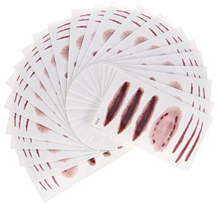 Toyvian 24 Sheets Halloween Temporary Tattoos Realistic Fake Scar Blood Blade Wound Body Art for Halloween Party Favors Women Men Kids