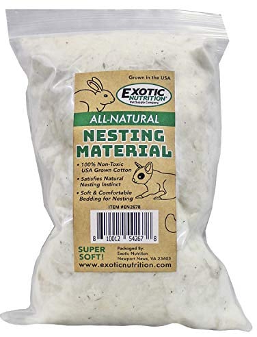 Exotic Nutrition All-Natural Nesting Material (4 oz.) - 100% Cotton Eco-Friendly Animal Bedding - for Sugar Gliders, Squirrels, Hamsters, Rabbits, Wild Birds & Wildlife